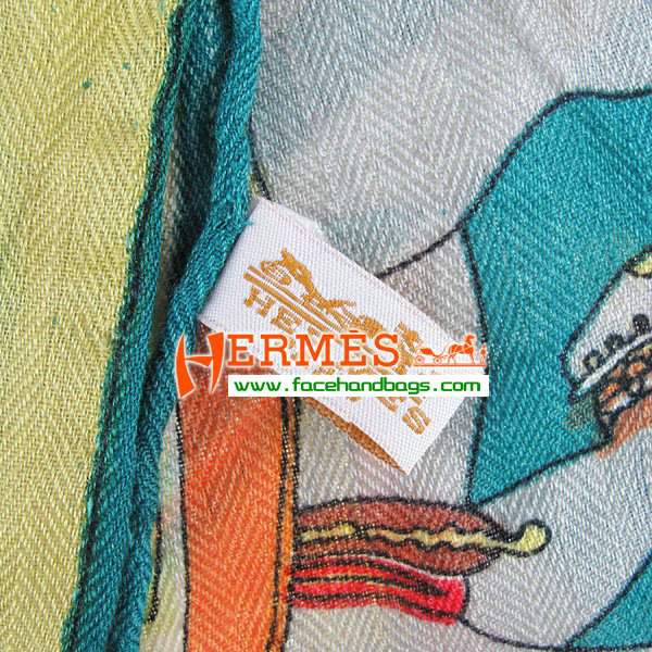 Hermes Hand-Rolled Cashmere Square Scarf Blue HECASS 120 x 120